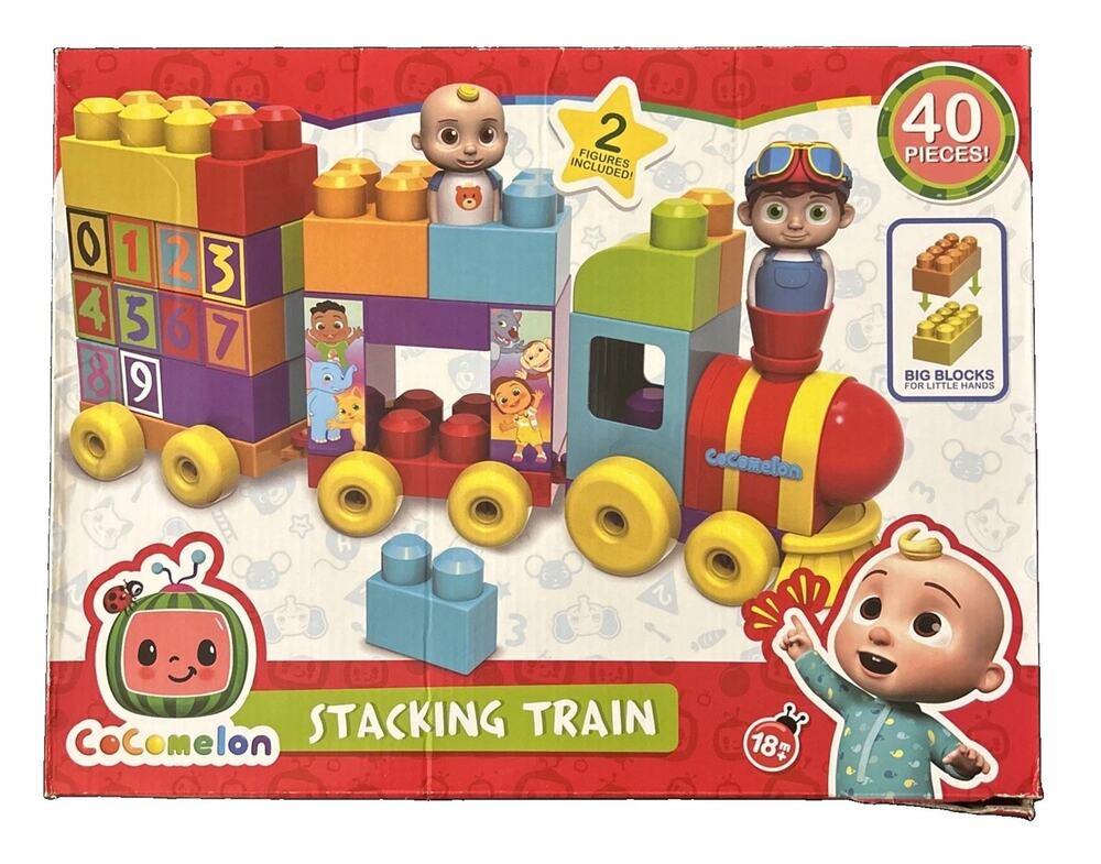 Cocomelon Stacking Train 40pc Large Building Block Set With JJ & Tom Tom Figures